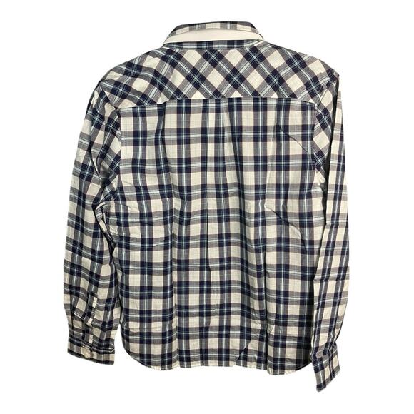 UNTUCKit Women's Sorbo Long Sleeve Button Down Plaid Shirt in Blue and White 6 - Picture 4 of 8